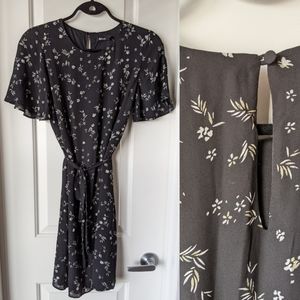 Floral Print Belted Shift Dress